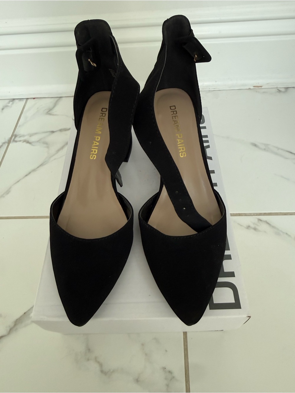 Dream Pairs Black Pointed D'Orsay Ankle Strap Heels